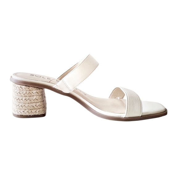 Sole Society Lunespa White Two Strap Block Heel Sandals Espadrille - Picture 3 of 8